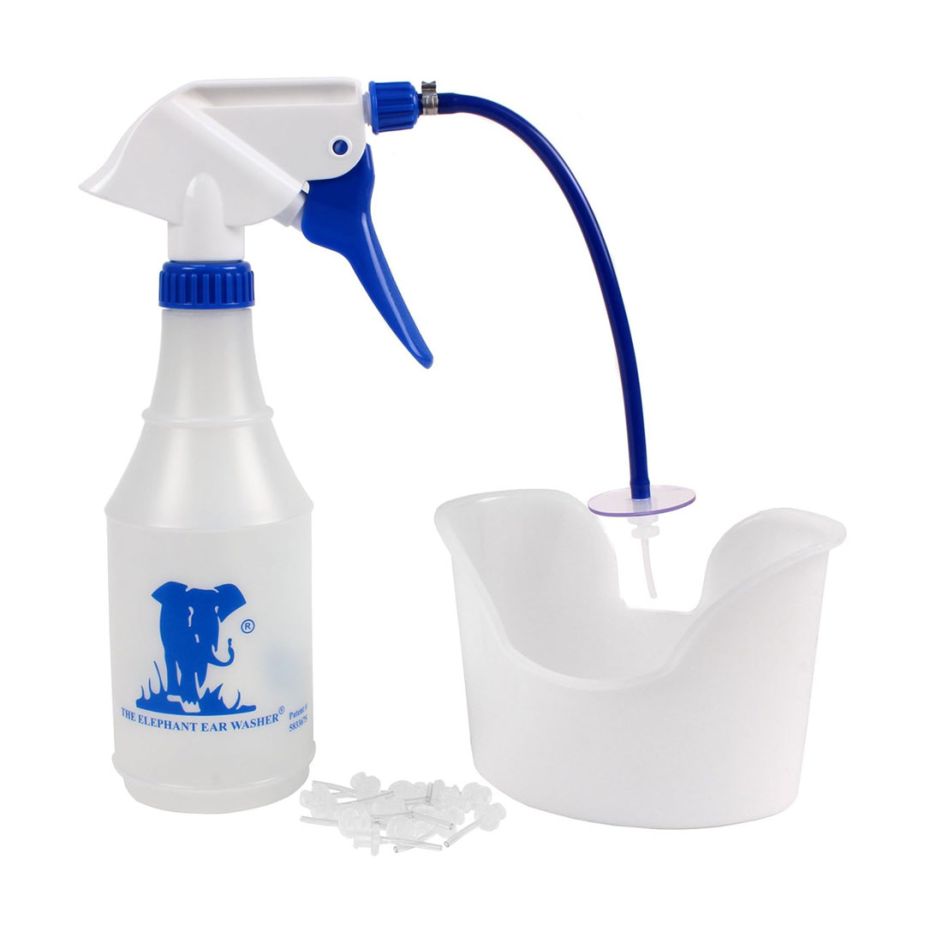 Doctor Easy Elephant Ear Washer Bottle System - Ear Wax Remover with Basin and 20 Extra Disposable Tips